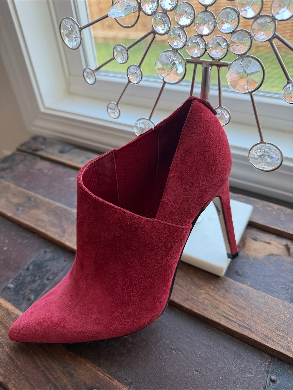 Calvin Klein Women's Harmon Stilettos Red Genuine Suede Leather